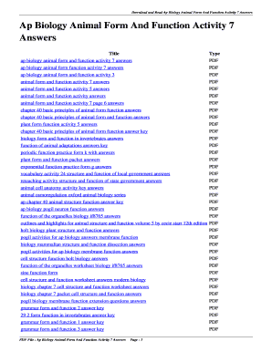 Ap Biology Animal Form And Function Activity 7 Answers