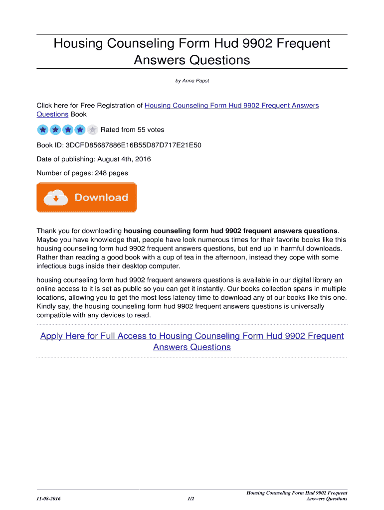 Fillable Online bodyanythinge web4kurd Housing Counseling Form Hud 9902