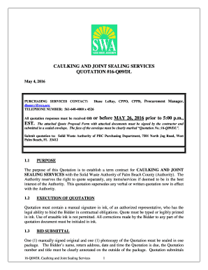 CAULKING AND JOINT SEALING SERVICES QUOTATION #16-Q09/DL - swa