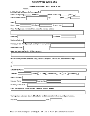 Fillable Online COMMERCIAL LEASE CREDIT APPLICATION Atrium-nolines.docx ...