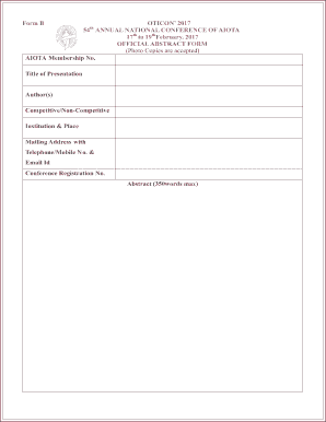 Summer holiday homework for class 4 english - Form B OTICON 2017 54 ANNUAL NATIONAL CONFERENCE OF AIOTA ... - aiota