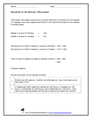 Fillable Online Rounding To the Nearest 100s Lesson - Tons of Printable ...