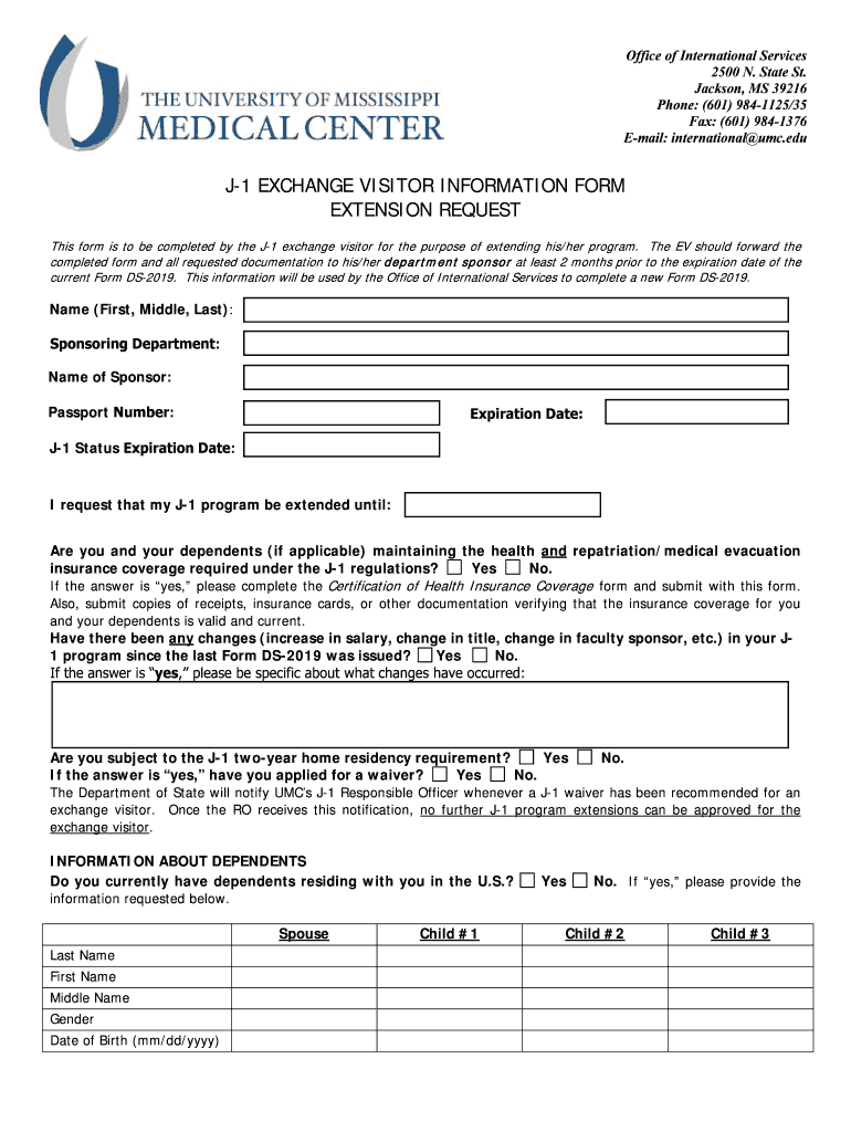 Fillable Online Umc J 1 EXCHANGE VISITOR INFORMATION FORM EXTENSION REQUEST Fax Email Print fillable-online-umc-j-1-exchange-visitor-information-form-extension-request-fax-email-print