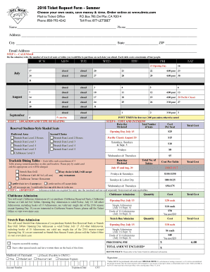 2016 Ticket Request Form - Summer - Del Mar racetrack