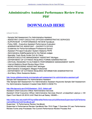 Fillable Online booksread Administrative Assistant Performance Review Fillable Online booksread Administrative Assistant Performance Review