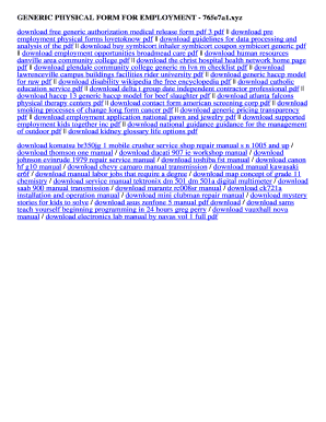 fillable online 765e7a1 generic physical form for employment