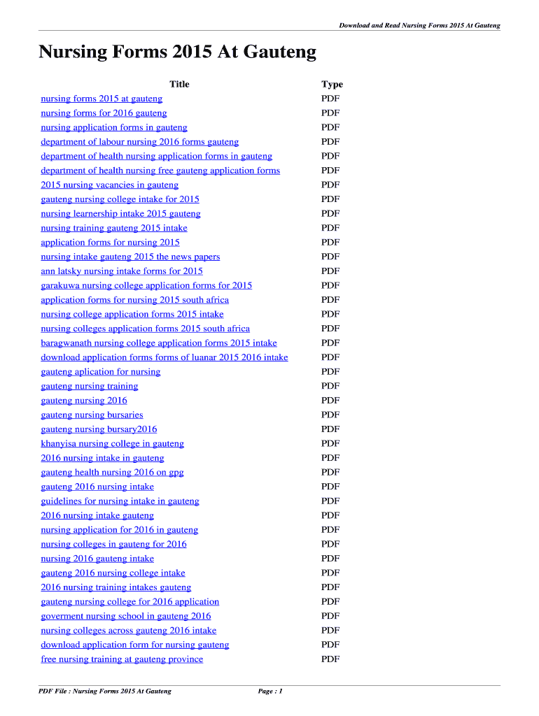 Fillable Online Nursing Forms 2015 At Gauteng Nursing Forms 2015 At Gauteng Fax Email Print Fillable Online Nursing Forms 2015 At Gauteng Nursing Forms 2015 At Gauteng Fax Email Print