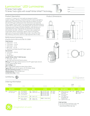 GE Lumination LED Luminaires TS Series Track Lights Datasheet IND133. Lumination TS Series LED Track Lights are designed to deliver superior aesthetics, efficiency, and performance for retail accent lighting applications. These fixtures