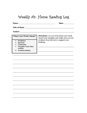 Weekly reading logs - Weekly At Home Reading Log - Edline - pkwy k12 mo