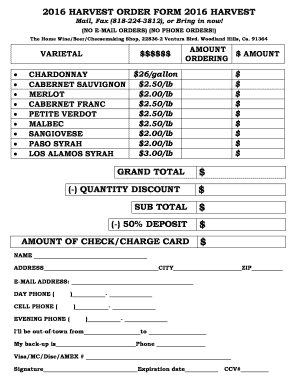 2016 HARVEST ORDER FORM 2016 HARVEST