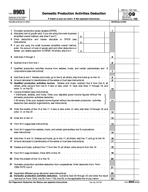2009 Form 8903. Domestic Production Activities Deduction