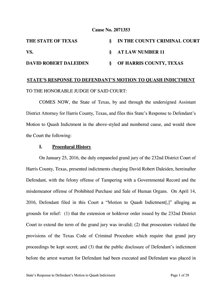 Cause No. 2071353 THE STATE OF TEXAS IN THE COUNTY ... - thomasmoresociety Preview on Page 1