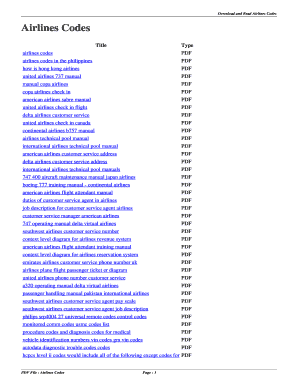 Fillable Online Airlines Codes. airlines codes Fax Email Print - pdfFiller