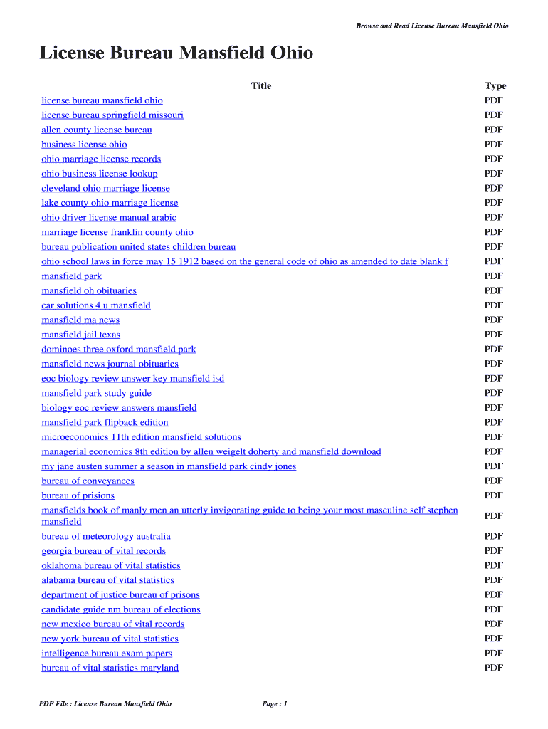 Fillable Online mucce noip License Bureau Mansfield Ohio. license bureau mansfield ohio Fax