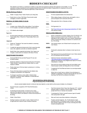 Fillable Online dot state fl BIDDER 'S CHECKLIST - Florida Department ...