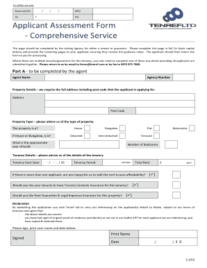 fillable online ag tenref t applicant assessment form applicant assessment form