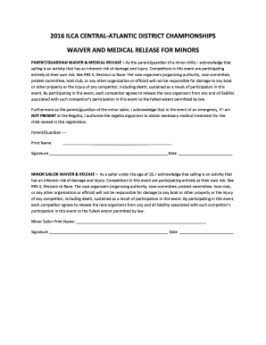 Fillable Online WAIVER AND MEDICAL RELEASE FOR MINORS Fax Email Print - pdfFiller