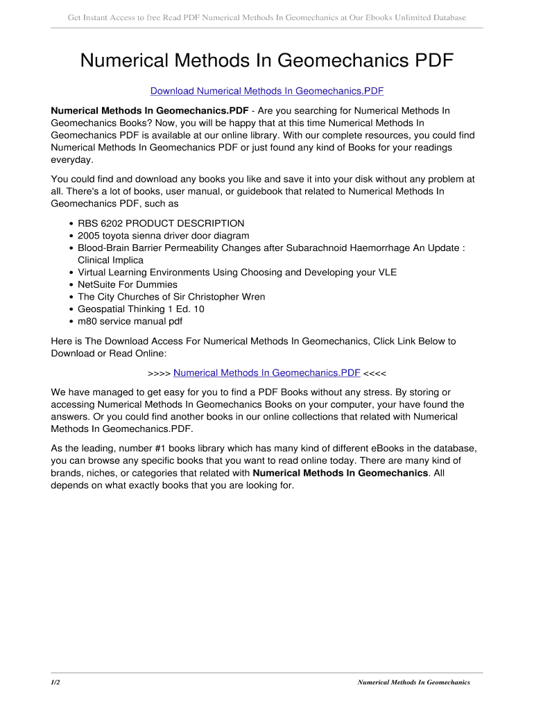 Fillable online numerical methods in geomechanics pdf numerical
