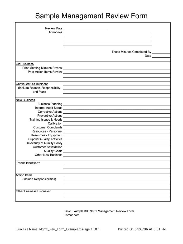 management review form Preview on Page 1