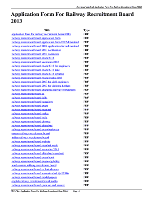 Fillable Online Application Form For Railway Recruitment Board 2013. application form for ...