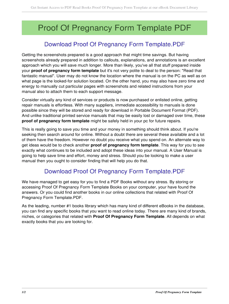 Fillable Online Proof Of Pregnancy Form Template. proof of pregnancy form template Fax Email ...