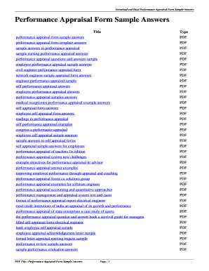 Performance appraisal pdf - Performance Appraisal Form Sample Answers. performance appraisal form sample answers