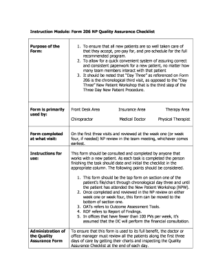 Instruction Module: Form 206 NP Quality Assurance Checklist