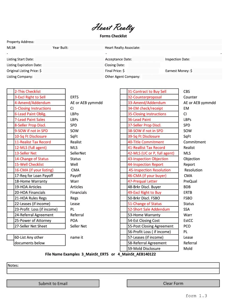 Fillable Online Heart Realty Fax Email Print pdfFiller