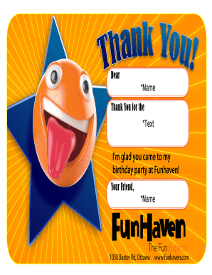 Thank you card - Funhaven