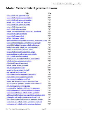 Motor Vehicle Sale Agreement Form. motor vehicle sale agreement form