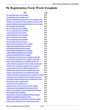 5k Registration Form Word Template. 5k registration form word template - dfl wasdsg