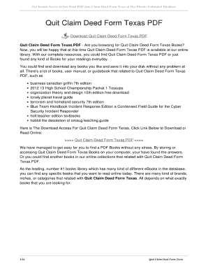 Fillable Online Quit Claim Deed Form Texas PDF. quit claim deed form ...
