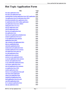 Fillable Online ipgh wasdsg Hot Topic Application Form. hot topic ...