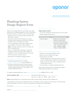 Plumbing System Design Request Form - Uponor Pro