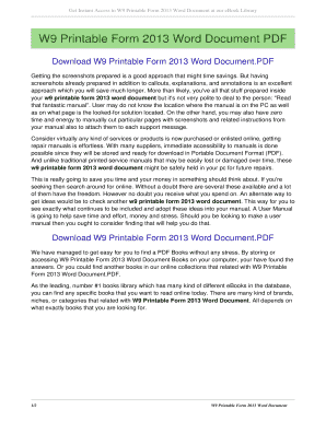 Fillable Online W9 Printable Form 2013 Word Document. w9 printable form ...