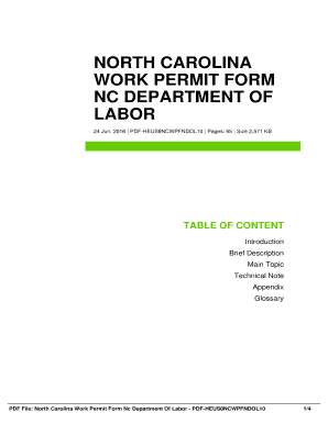 Fillable Online healthymeals NORTH CAROLINA WORK PERMIT FORM NC DEPARTMENT OF LABOR PDF ...