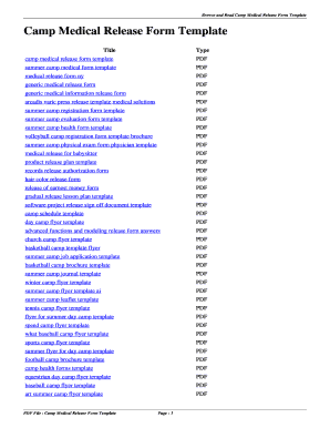 Camp Medical Release Form Template. camp medical release form template