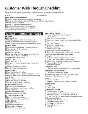 Blue tape walkthrough checklist pdf - Customer Walk Through Checklist - New River Camper Rentals