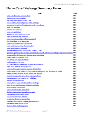 Home Care Discharge Summary Form. home care discharge summary form - hawkloon