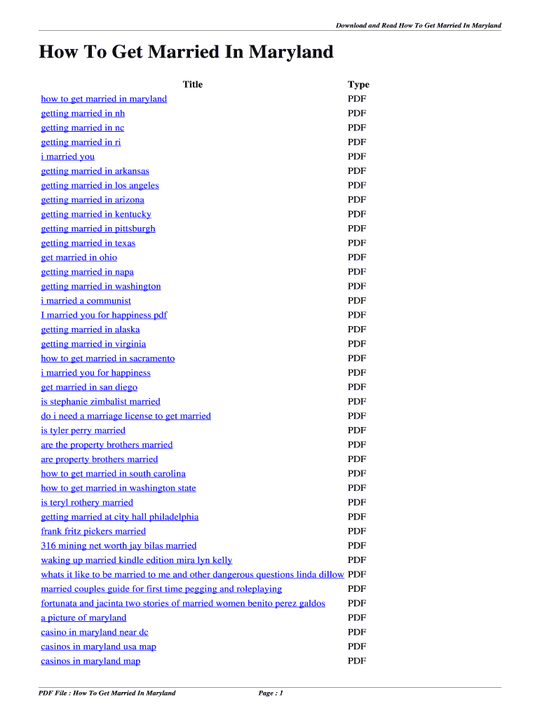 Fillable Online How To Get Married In Maryland. how to get married in