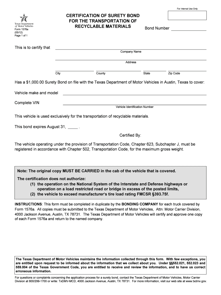 Fillable Online dmv state tx For Internal Use Only CERTIFICATION OF