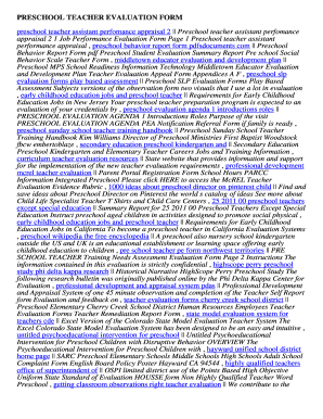 preschool teacher evaluation form. preschool teacher evaluation form