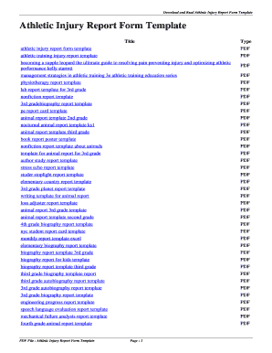Fillable Online Athletic Injury Report Form Template. athletic injury ...