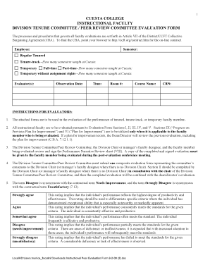 Peer evaluation form - Instructional Peer Evaluation Form 9-2-09 (2) - Cuesta College