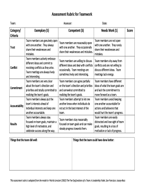 Fillable Online Assessment Rubric for Teamwork Fax Email Print - pdfFiller