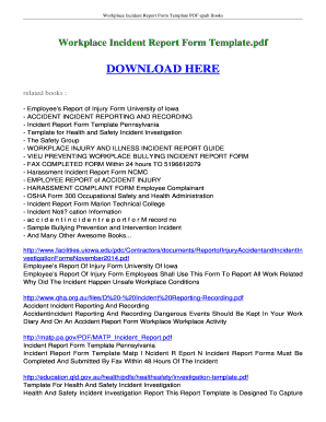 Workplace Incident Report Form Template FREE Download - Ebookread.org. Workplace Incident Report Form Template PDF Books - ebookread