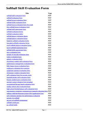 Softball Skill Evaluation Form. softball skill evaluation form - aurobe