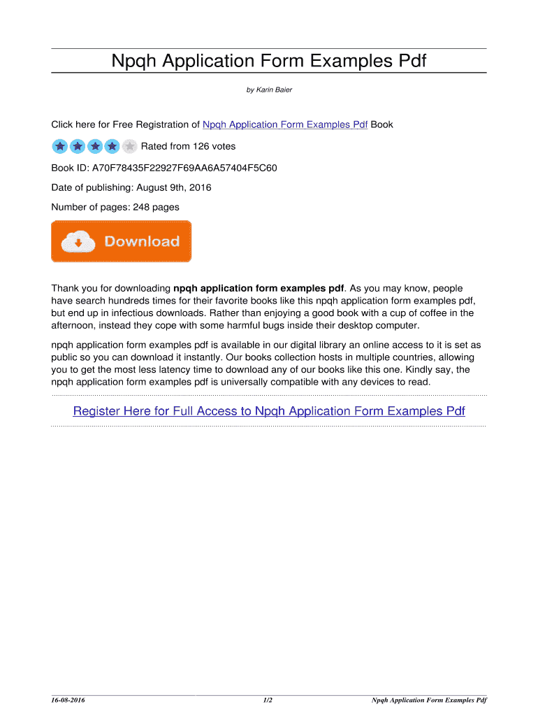Fillable Online vateapartyalliance Npqh Application Form Examples Pdf