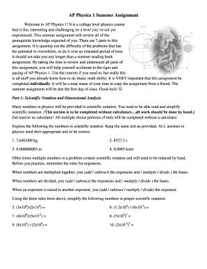 AP Physics 1 Summer Assignment - Discovery High School - discoveryhighschool