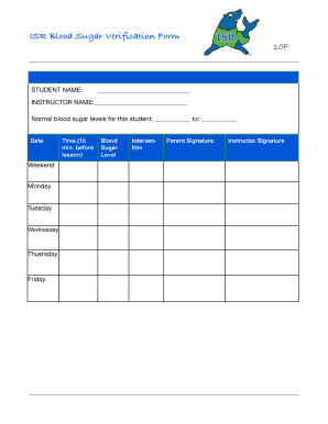 Form 10F Blood Sugar Verification - isrcincinnati.com